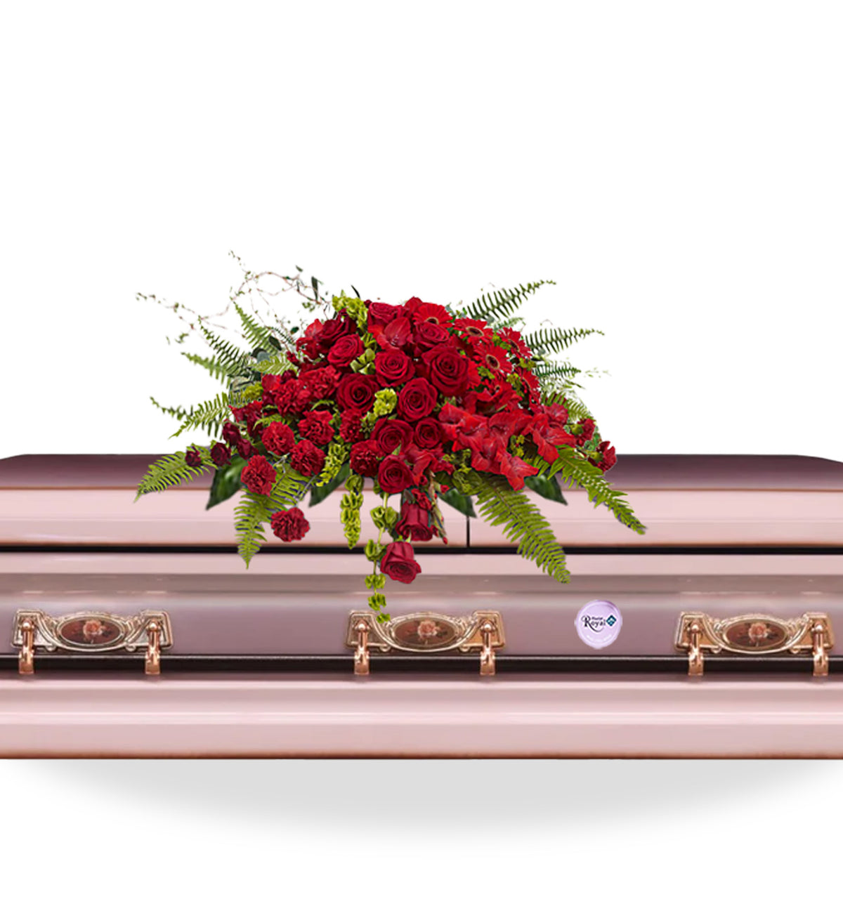 Crimson Devotion Casket Spray
